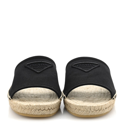 Prada Canvas Gabardine Triangle Logo Espadrilles Sandals 40 Black 3 of 10