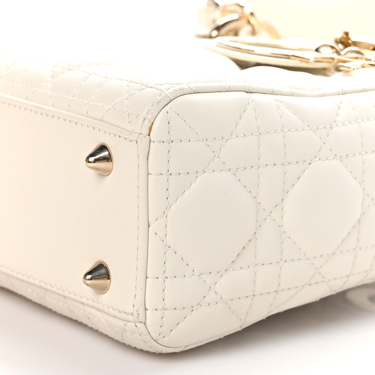 Christian Dior CHRISTIAN DIOR Lambskin Cannage Small My ABCDior Lady Dior White 9 of 9