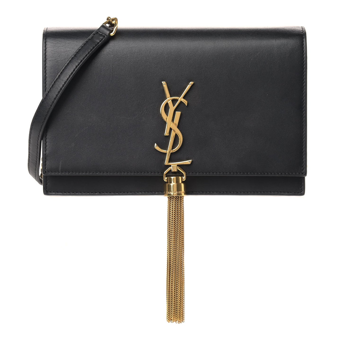 Smooth Calfskin Classic Monogram Kate Tassel Chain Wallet Black
