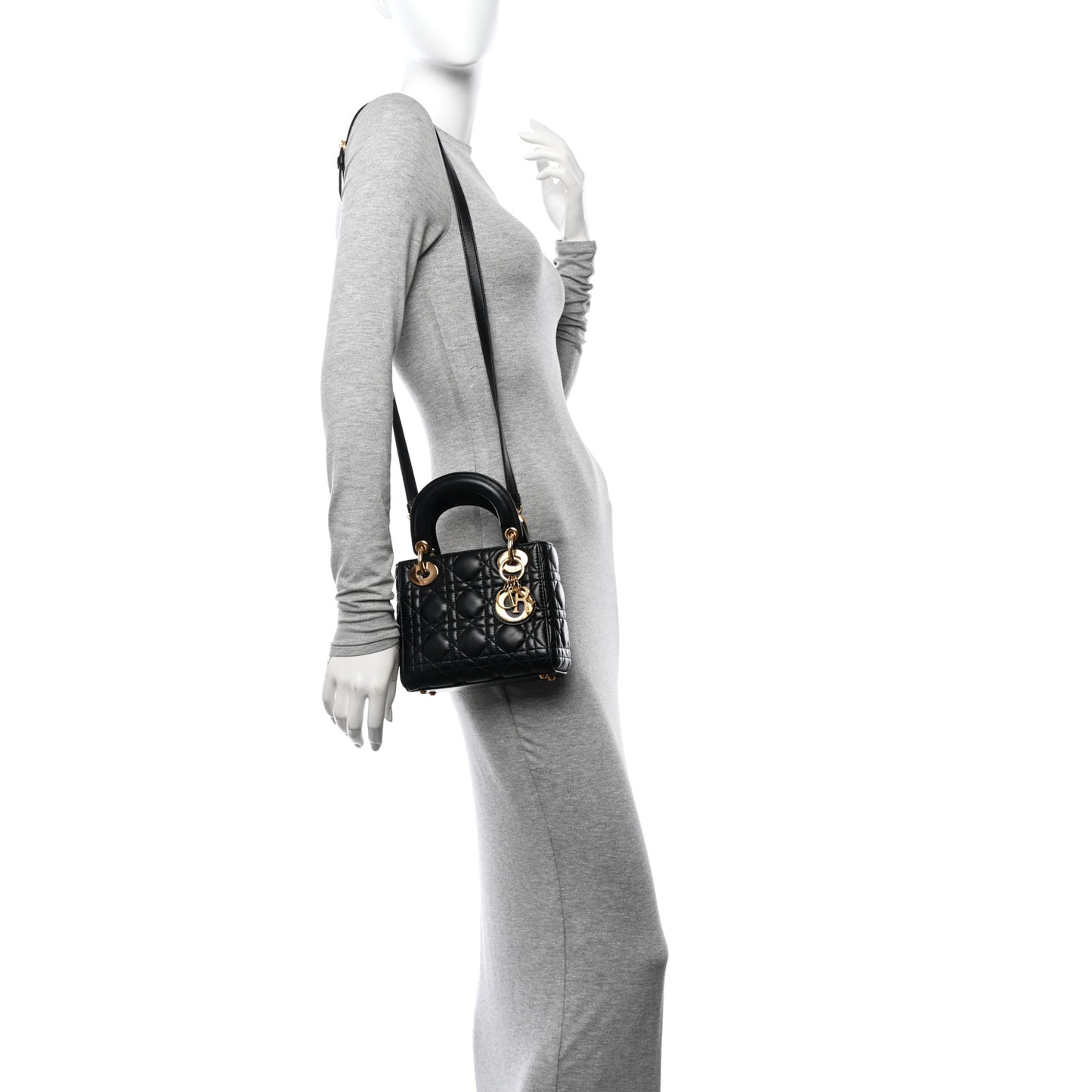 Lambskin Cannage Mini Lady Dior Black