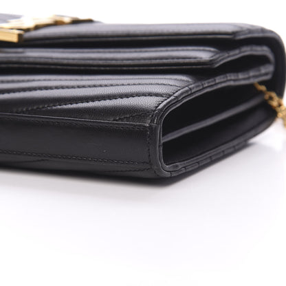 Saint Laurent Lambskin Matelasse Chevron Monogram Sulpice Chain Wallet Black 8 of 13