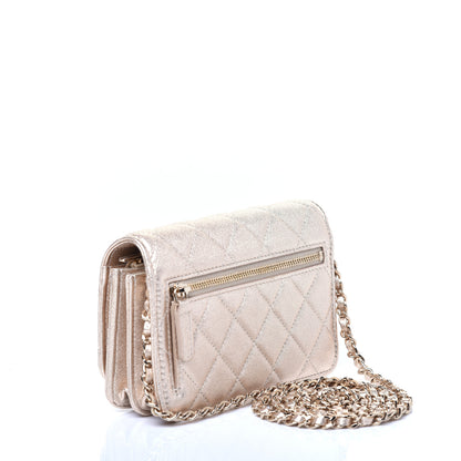 Chanel Metallic Lambskin Quilted Mini Wallet On Chain WOC Gold 3 of 10