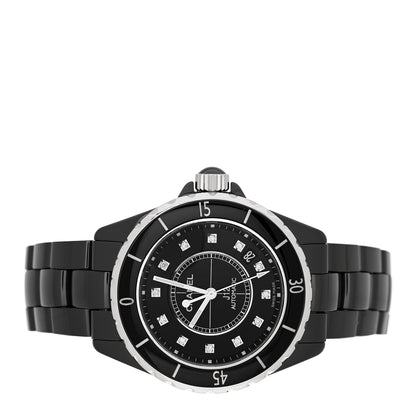 Chanel Stainless Steel Ceramic Diamond 38mm J12 Automatic Watch Black 2 of 4