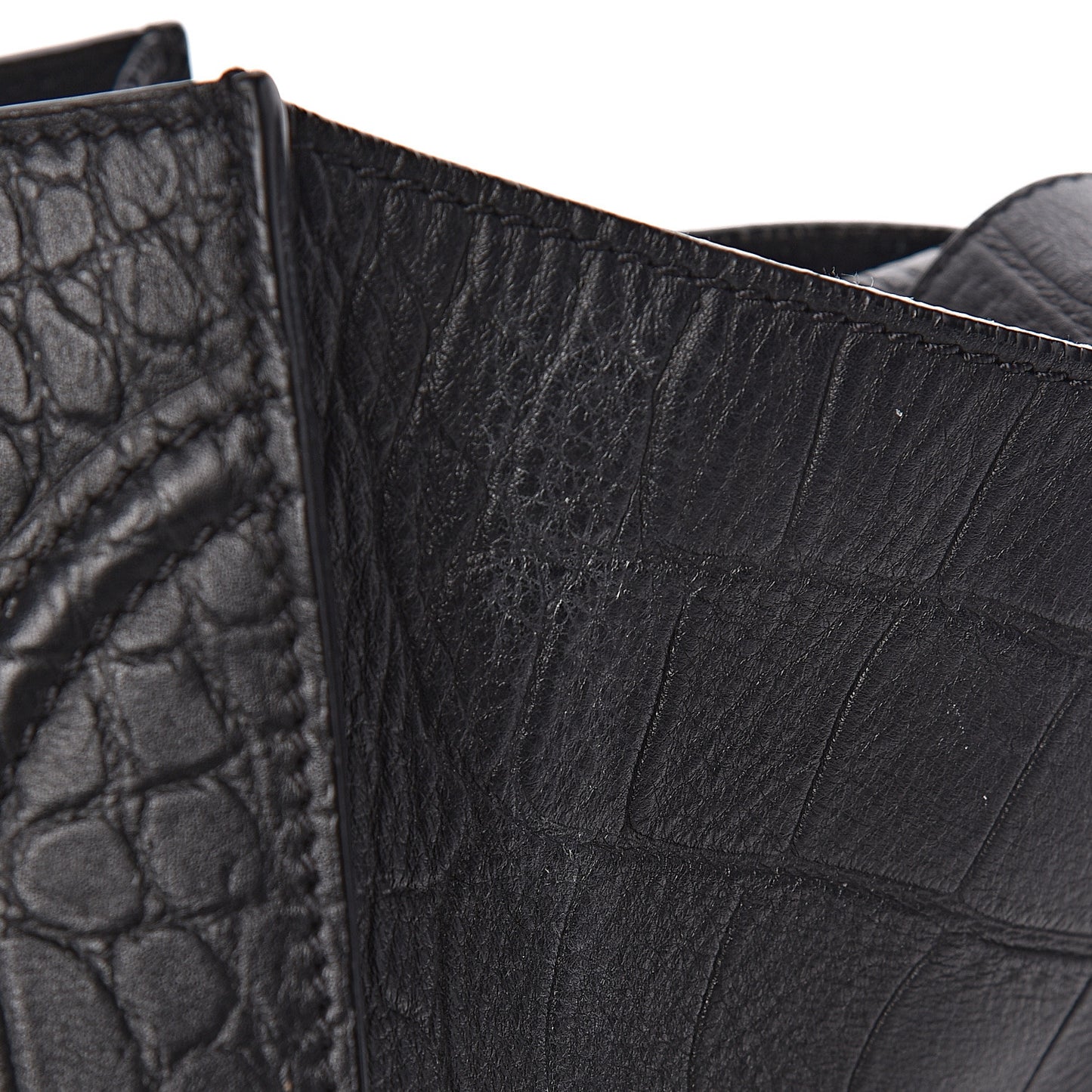 Crocodile Embossed Calfskin Medium Phantom Luggage Black