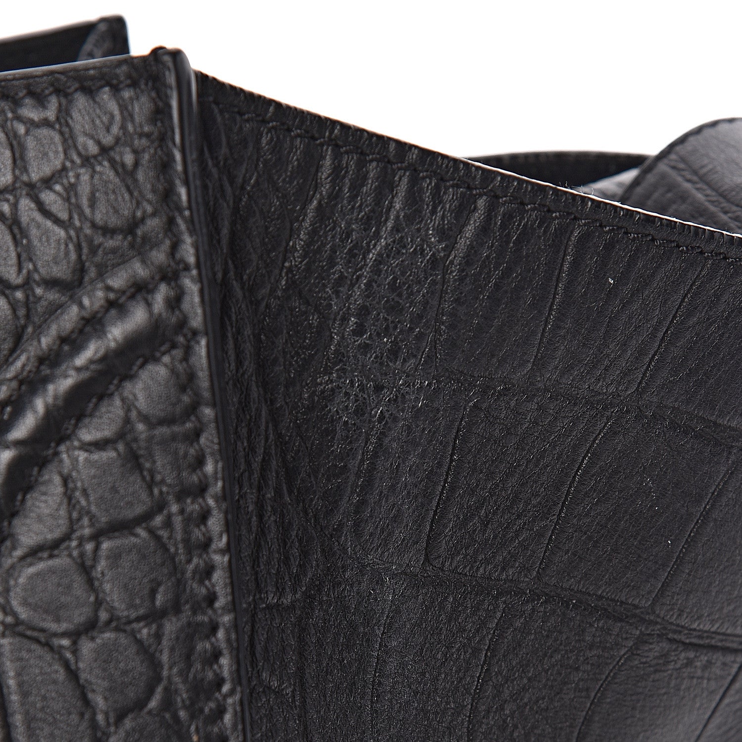 Celine Crocodile Embossed Calfskin Medium Phantom Luggage Black 11 of 17