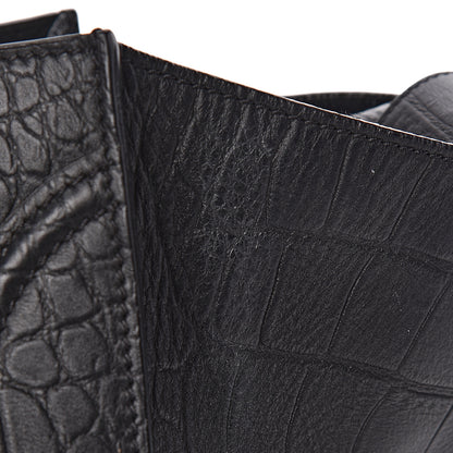 Celine Crocodile Embossed Calfskin Medium Phantom Luggage Black 11 of 17