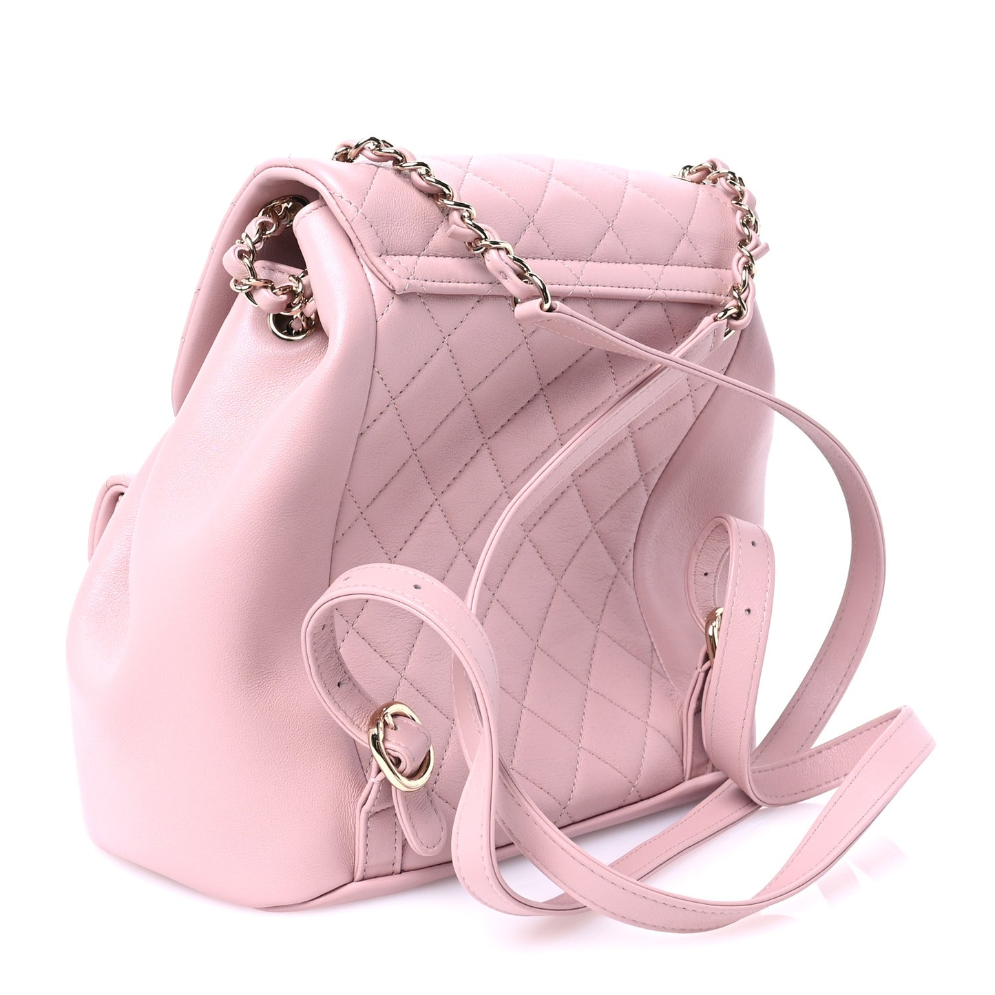 Lambskin Quilted Large Duma Drawstring Backpack Light Pink