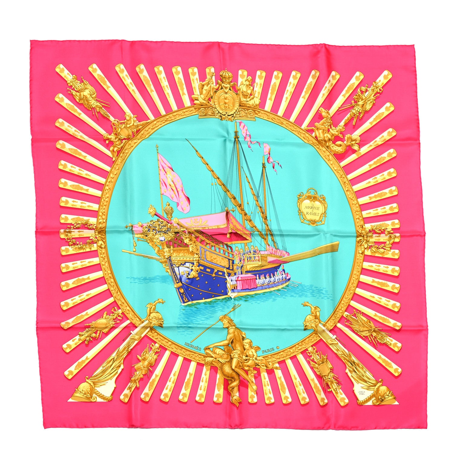 Hermes Silk La Marine A Rames Scarf 90 2 of 6