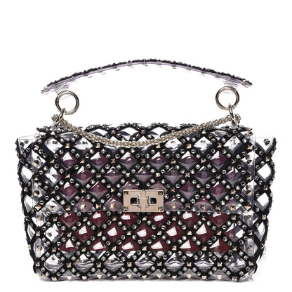 Valentino Garavani PVC Velvet Crystal Embellished Medium Rockstud Spike Shoulder Bag 1 of 13