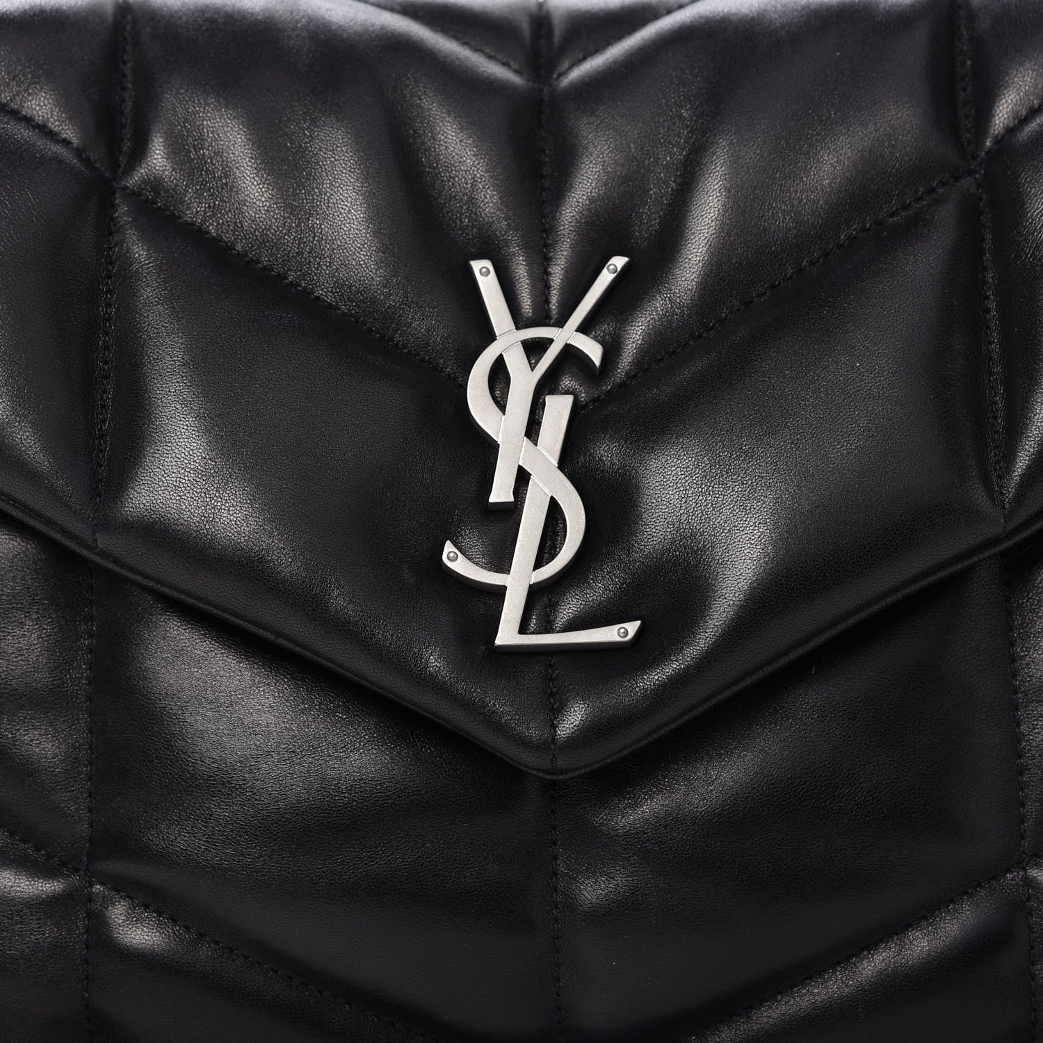 Saint Laurent Lambskin Quilted Medium Loulou Puffer Monogram Chain Satchel Black 10 of 10