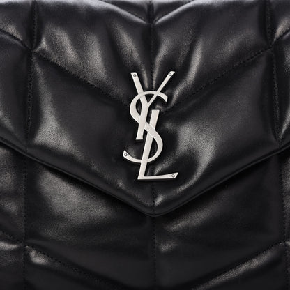 Saint Laurent Lambskin Quilted Medium Loulou Puffer Monogram Chain Satchel Black 10 of 10
