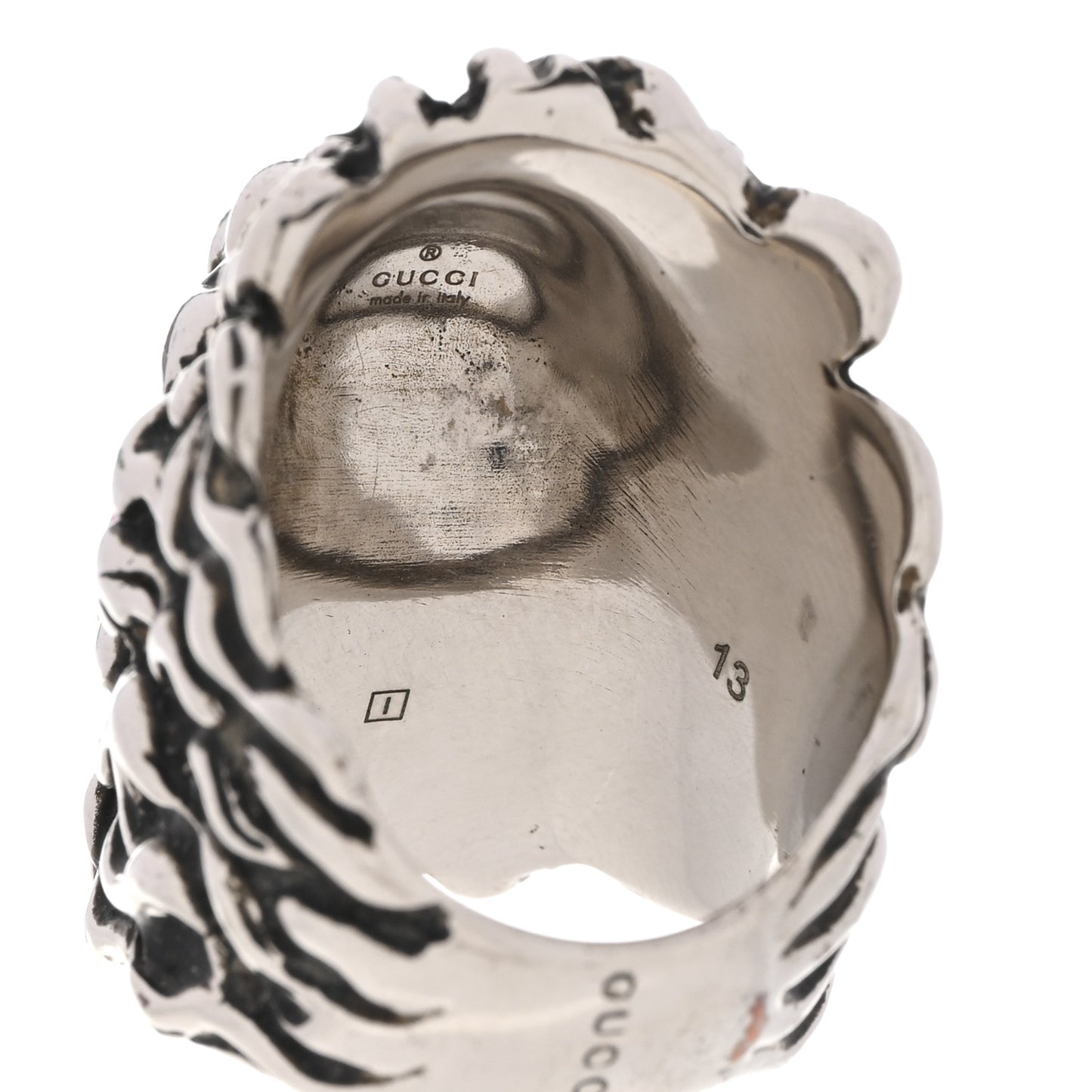 Metal Crystal Lion Head Ring 53 6.25 Pink Silver