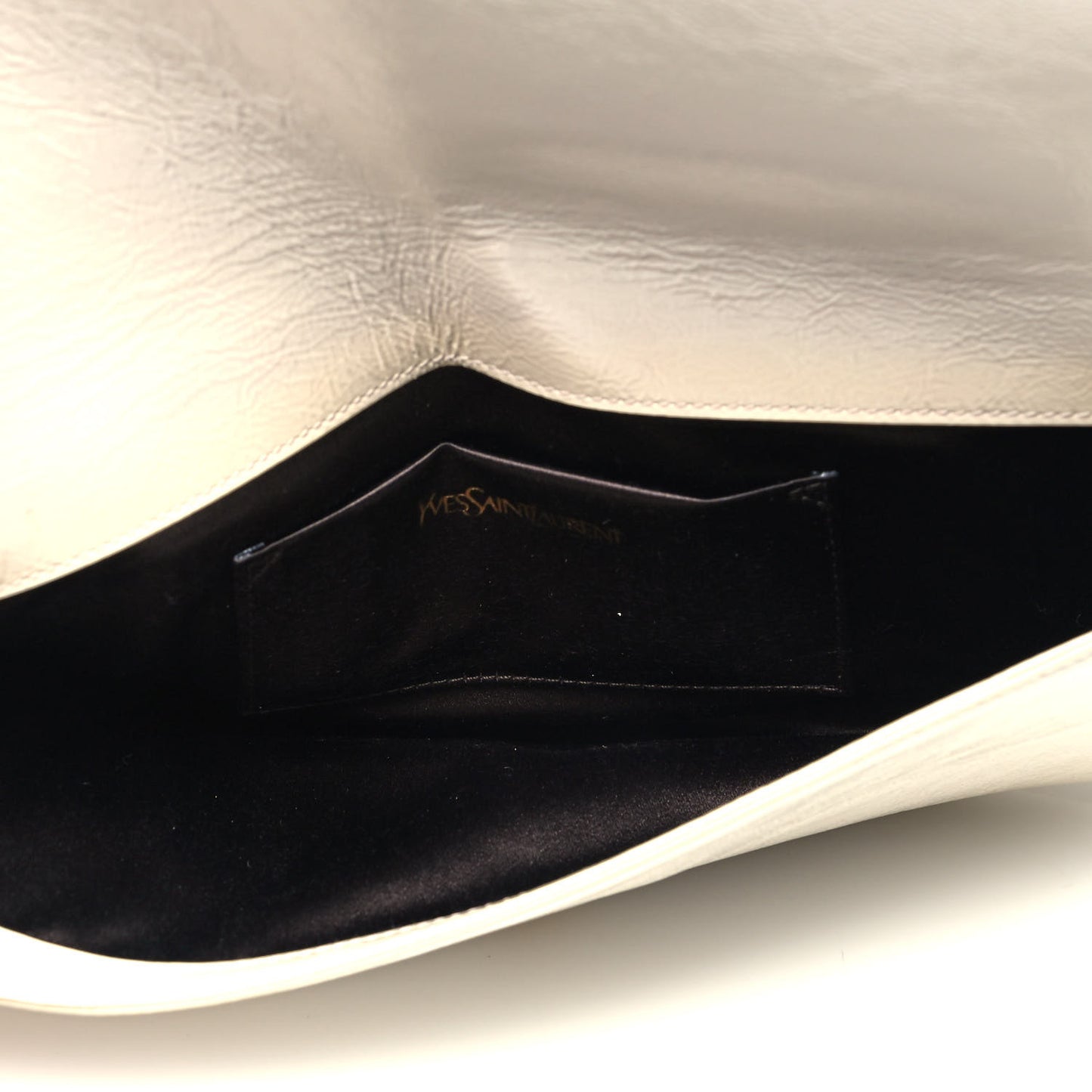 Patent Calfskin Large Belle De Jour Clutch Off White