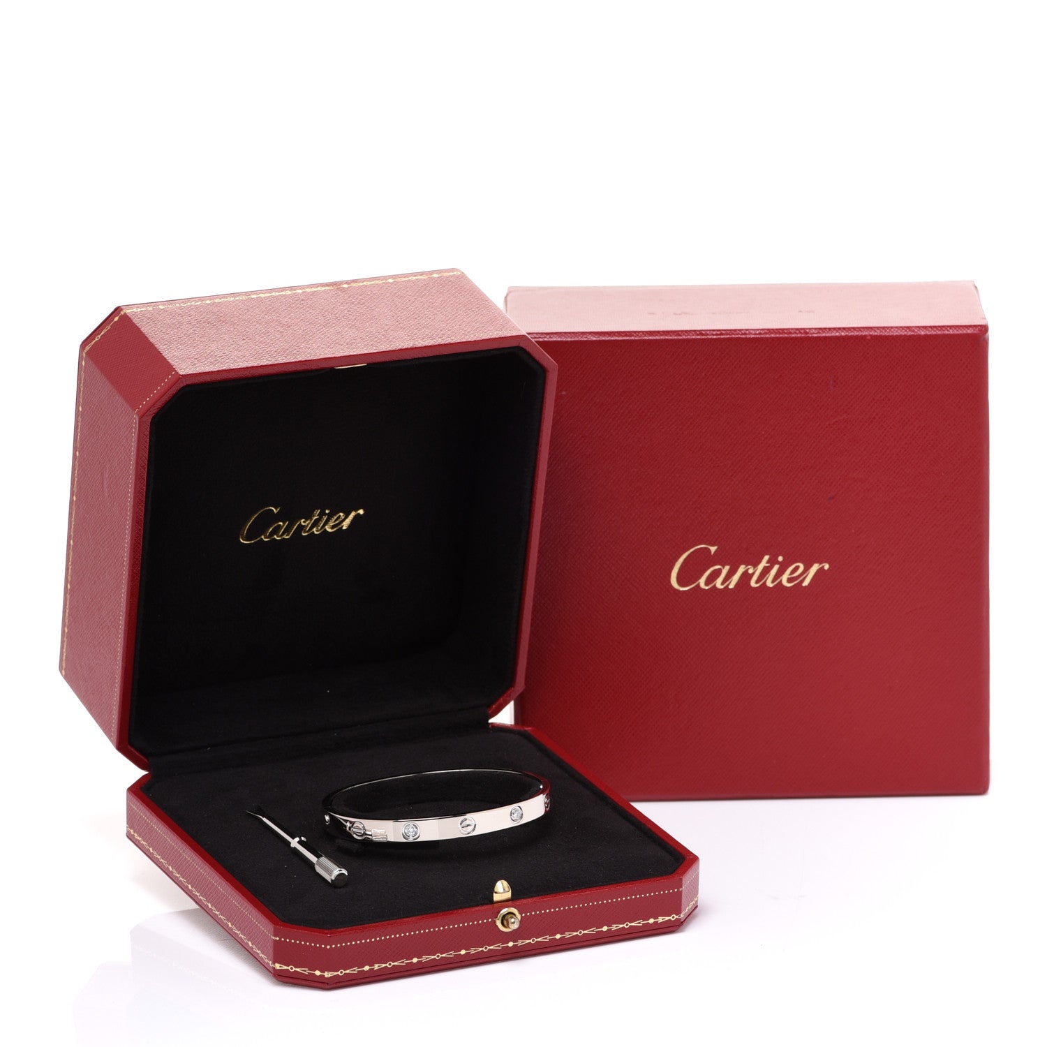 Cartier 18K White Gold 4 Diamond LOVE Bracelet 17 6 of 6
