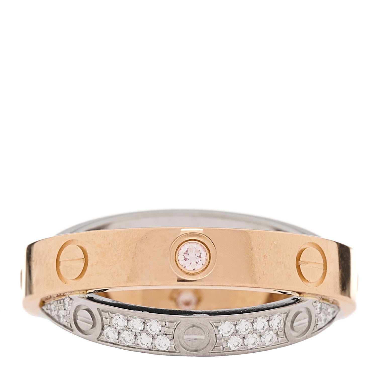 Cartier 18K Pink White Gold Diamond LOVE Pave Ring 48 4.5 3 of 6