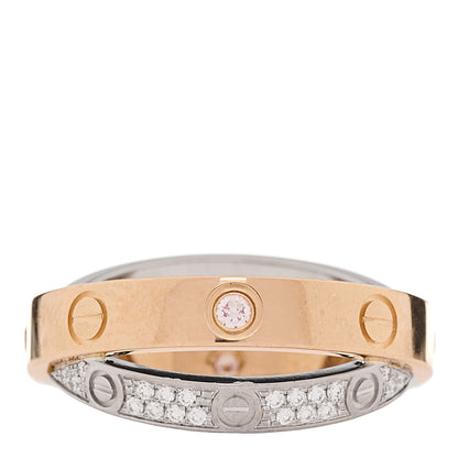 Cartier 18K Pink White Gold Diamond LOVE Pave Ring 48 4.5 3 of 6