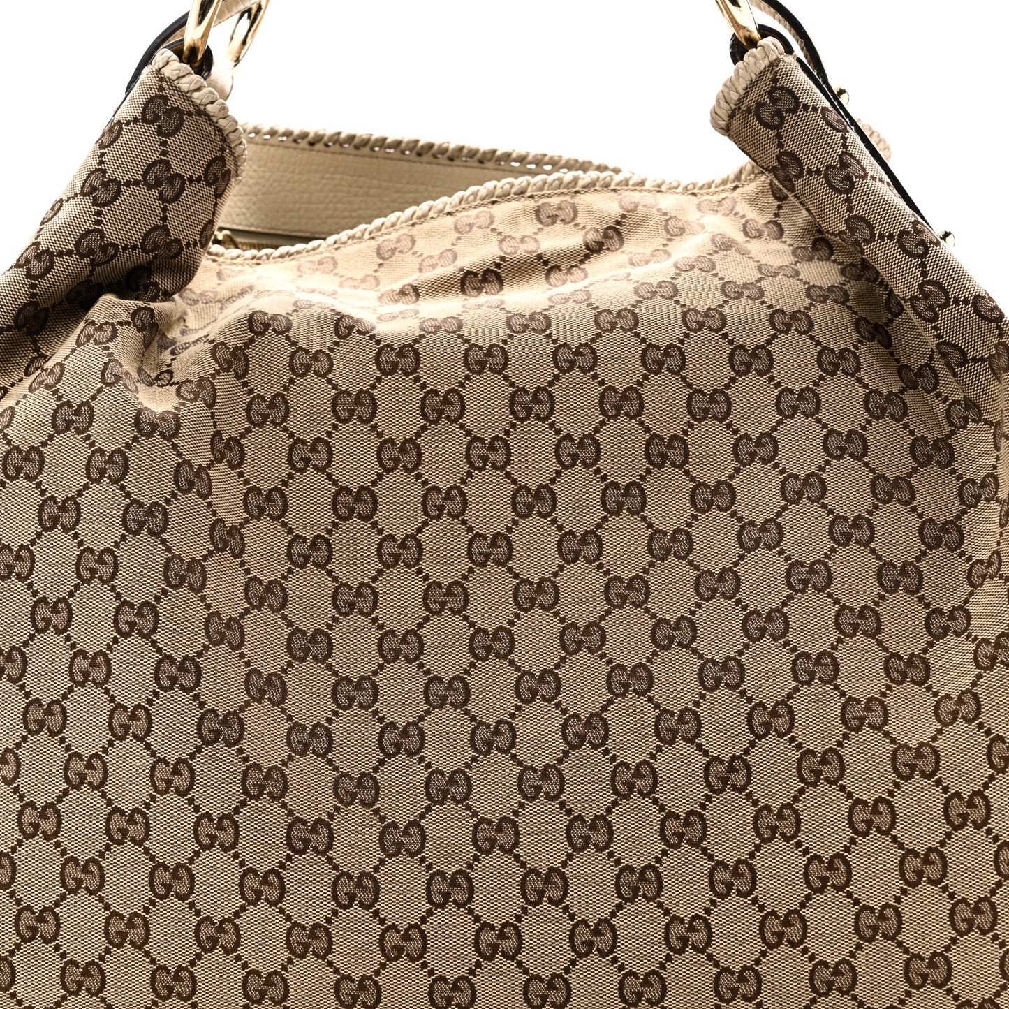 Monogram Large Horsebit Chain Hobo Off White