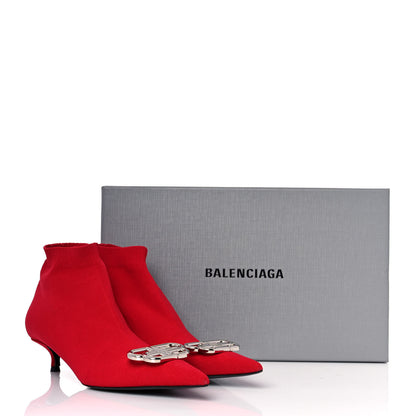 Balenciaga Fabric BB Pointy Toe Ankle Booties 35 Red 9 of 9