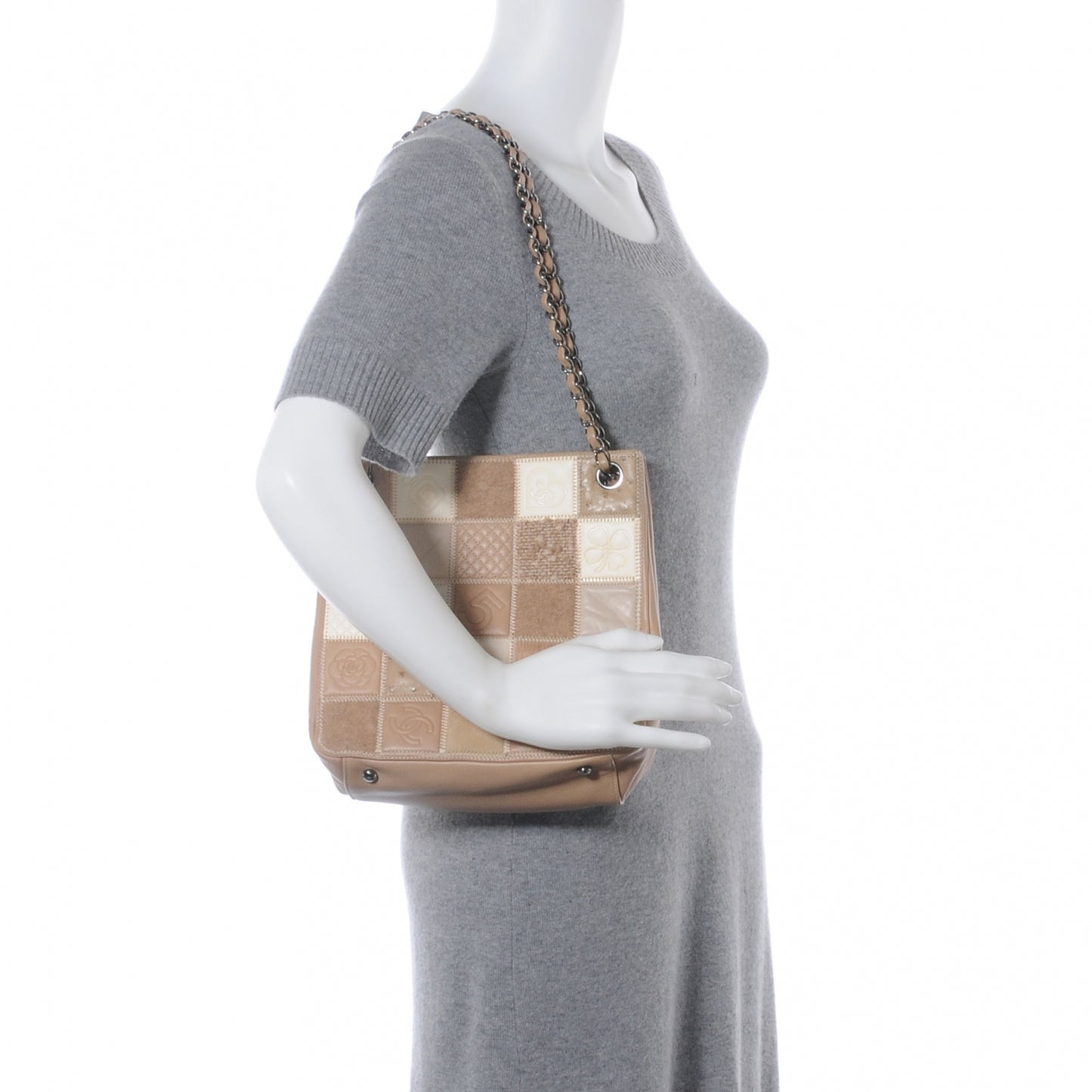 Lambskin Ostrich Quilted Patchwork Precious Symbols Tote