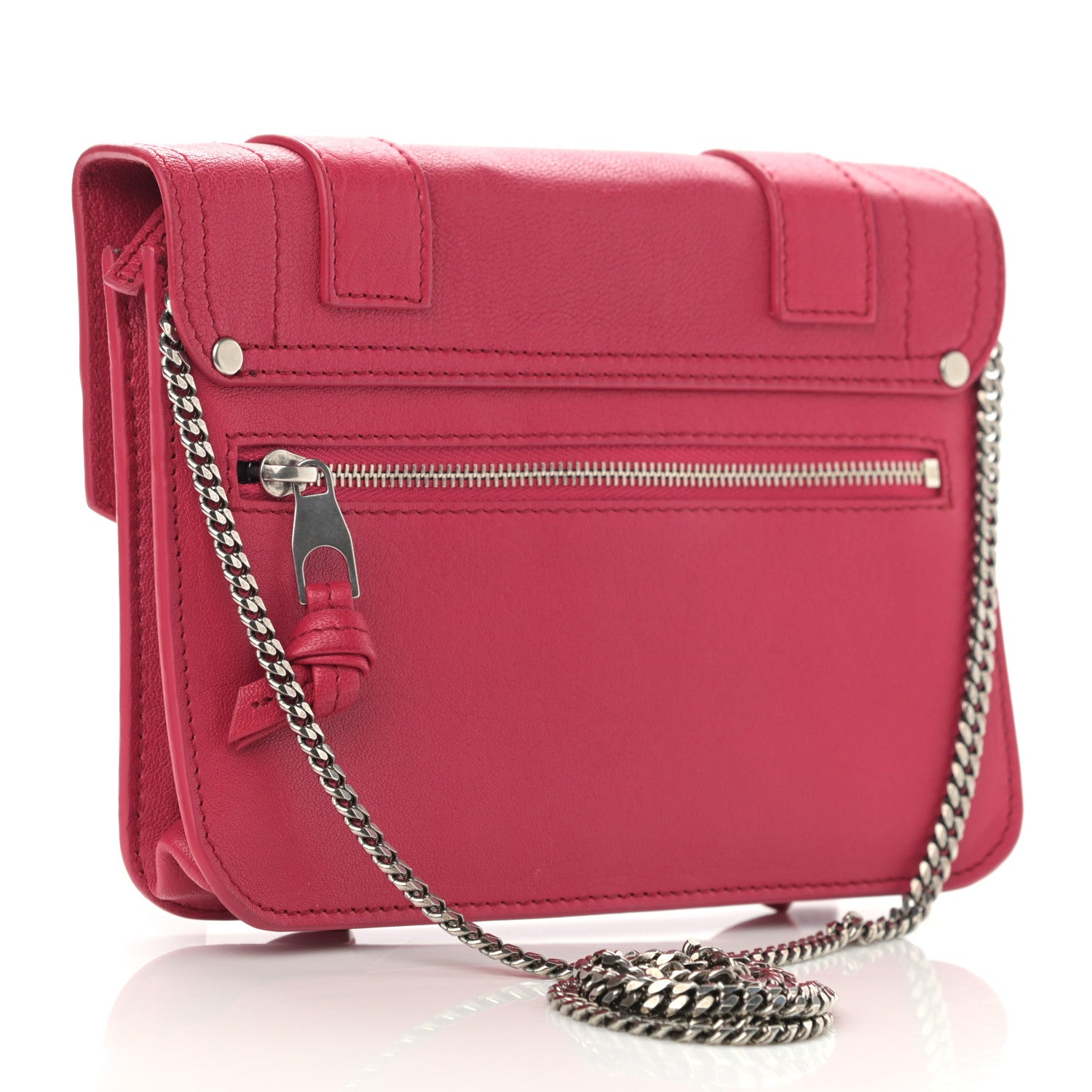 Proenza Schouler Lambskin PS1 Large Chain Wallet Raspberry 3 of 9