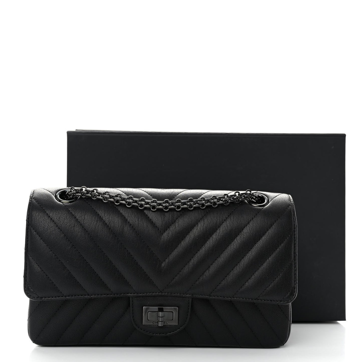 Sheepskin Chevron Quilted 2.55 Reissue 225 Double Flap So Black