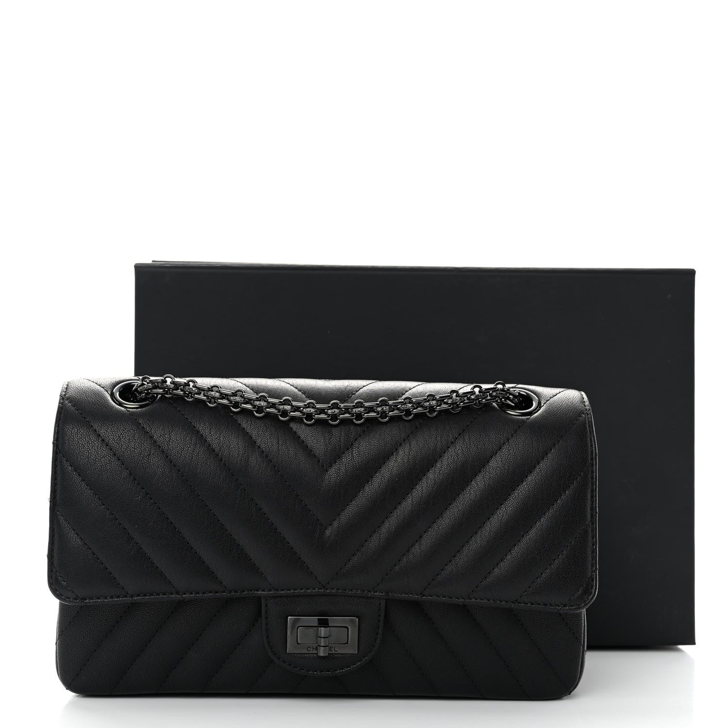 Chanel Sheepskin Chevron Quilted 2.55 Reissue 225 Double Flap So Black 13 of 13