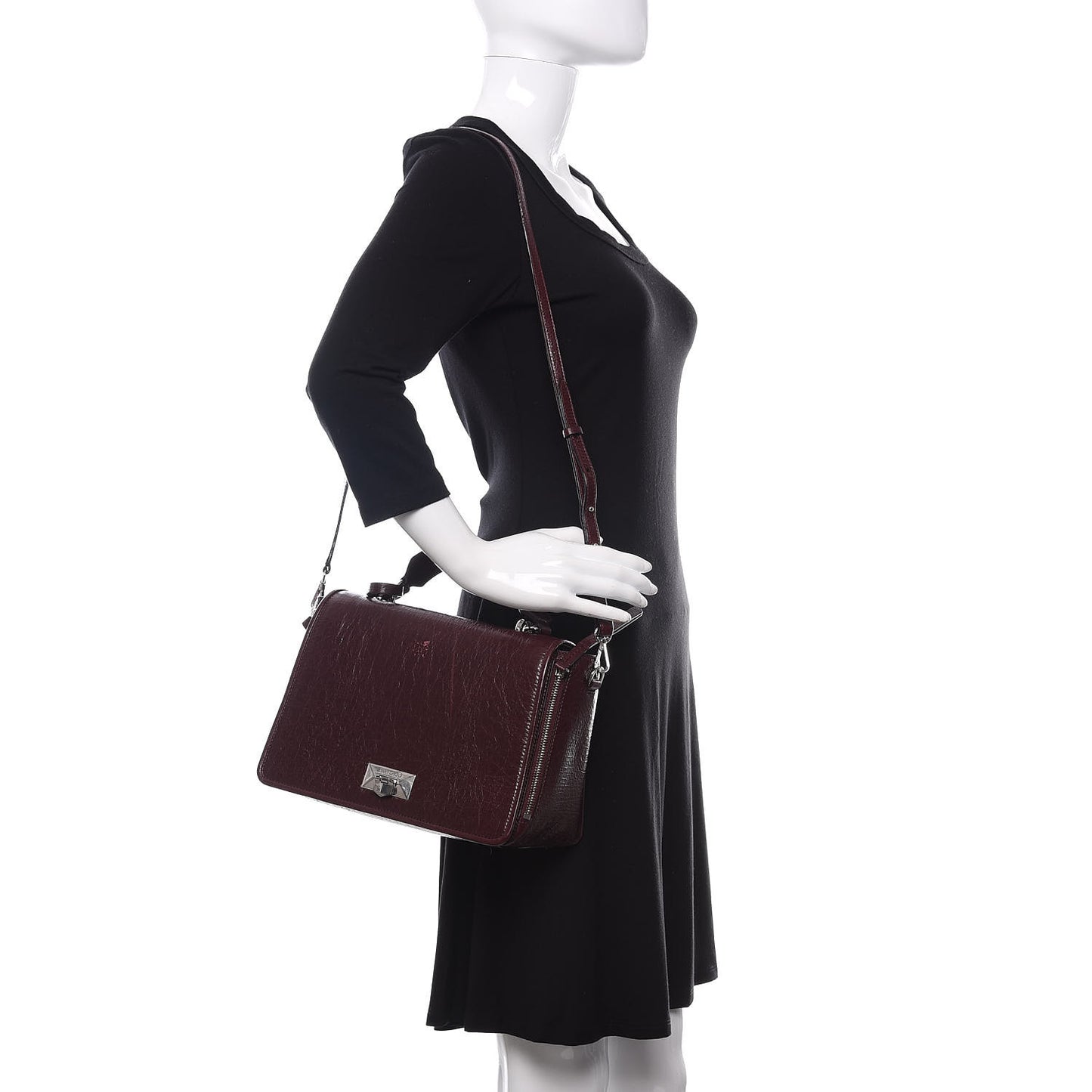 Soft Vintage Goatskin Helia Top Handle Bag Bordeaux