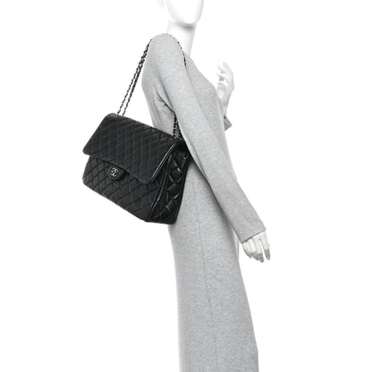 Chanel Grained Calfskin Quilted XXL Travel Flap Bag Black 2 of 10