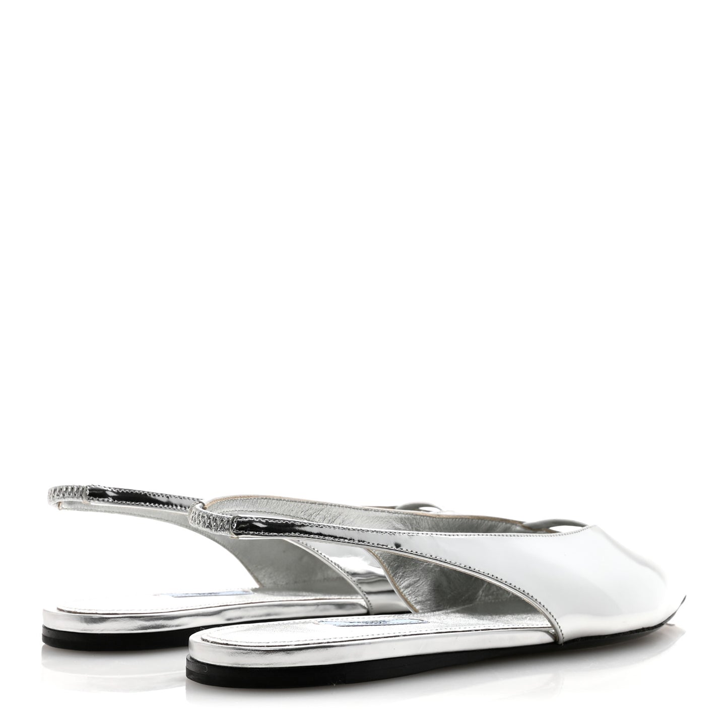 Metallic Calfskin Slingback Ballerinas 39.5 Silver