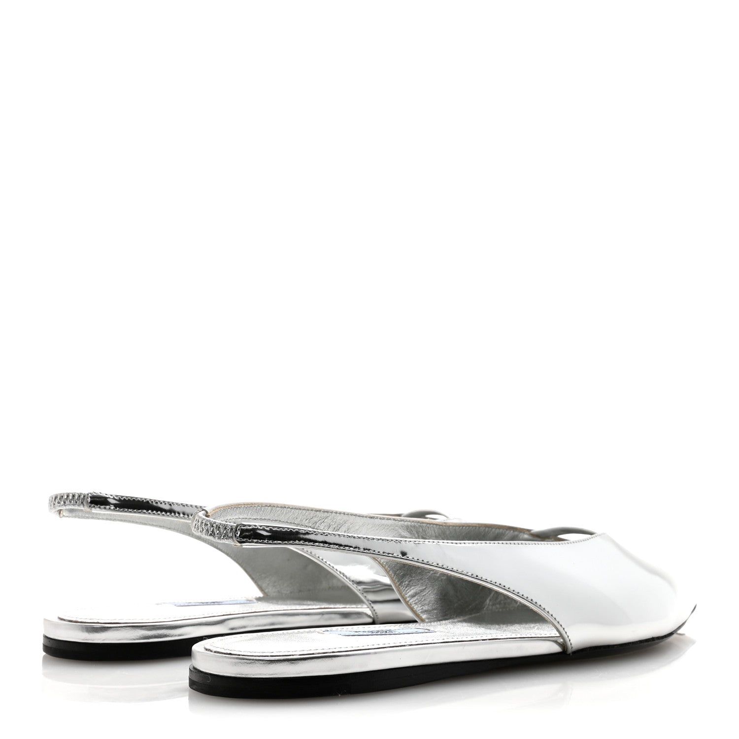 Prada Metallic Calfskin Slingback Ballerinas 39.5 Silver 5 of 9
