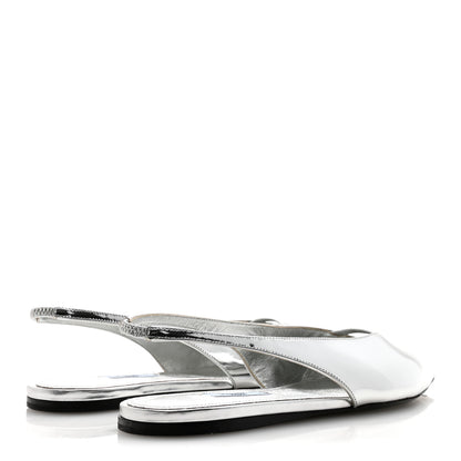 Prada Metallic Calfskin Slingback Ballerinas 39.5 Silver 5 of 9