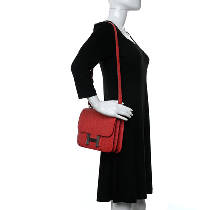 Hermes Ostrich Constance 24 Rouge Vif 2 of 9