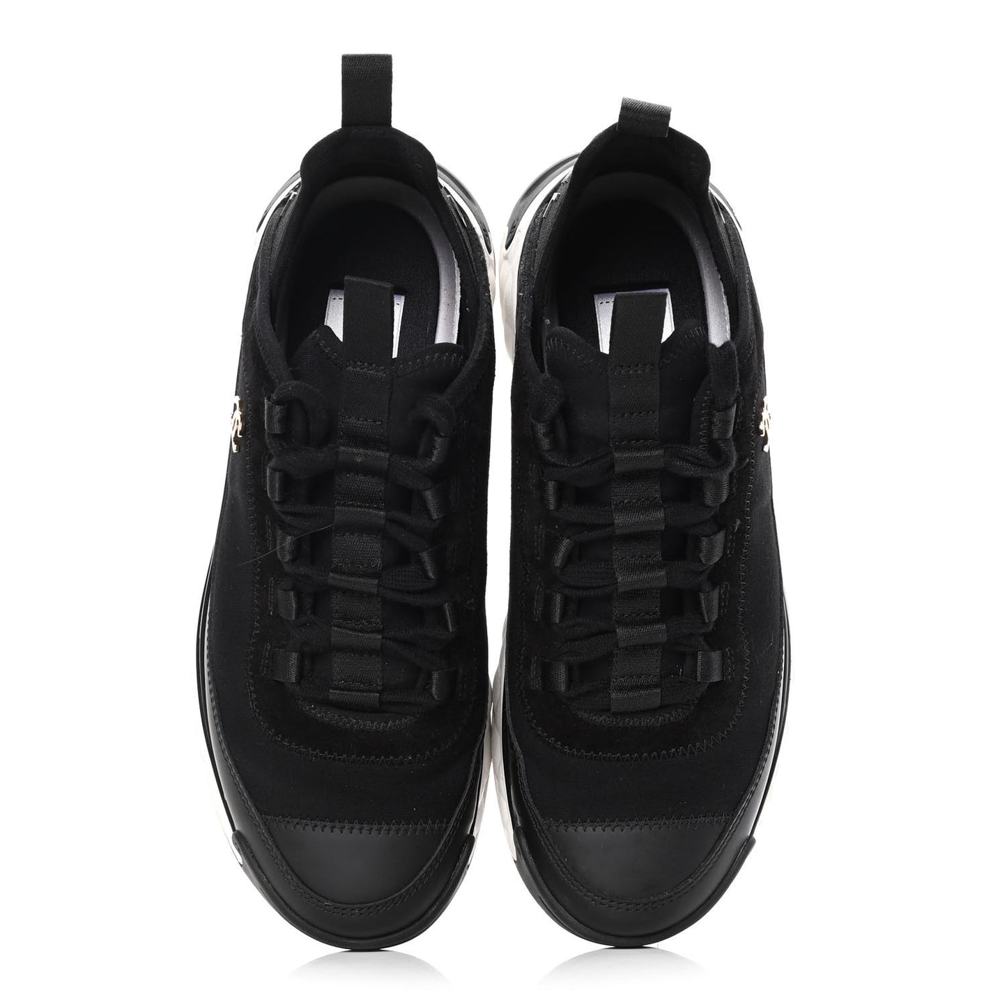 Velvet Calfskin Mixed Fibers CC Sneakers 38 Black