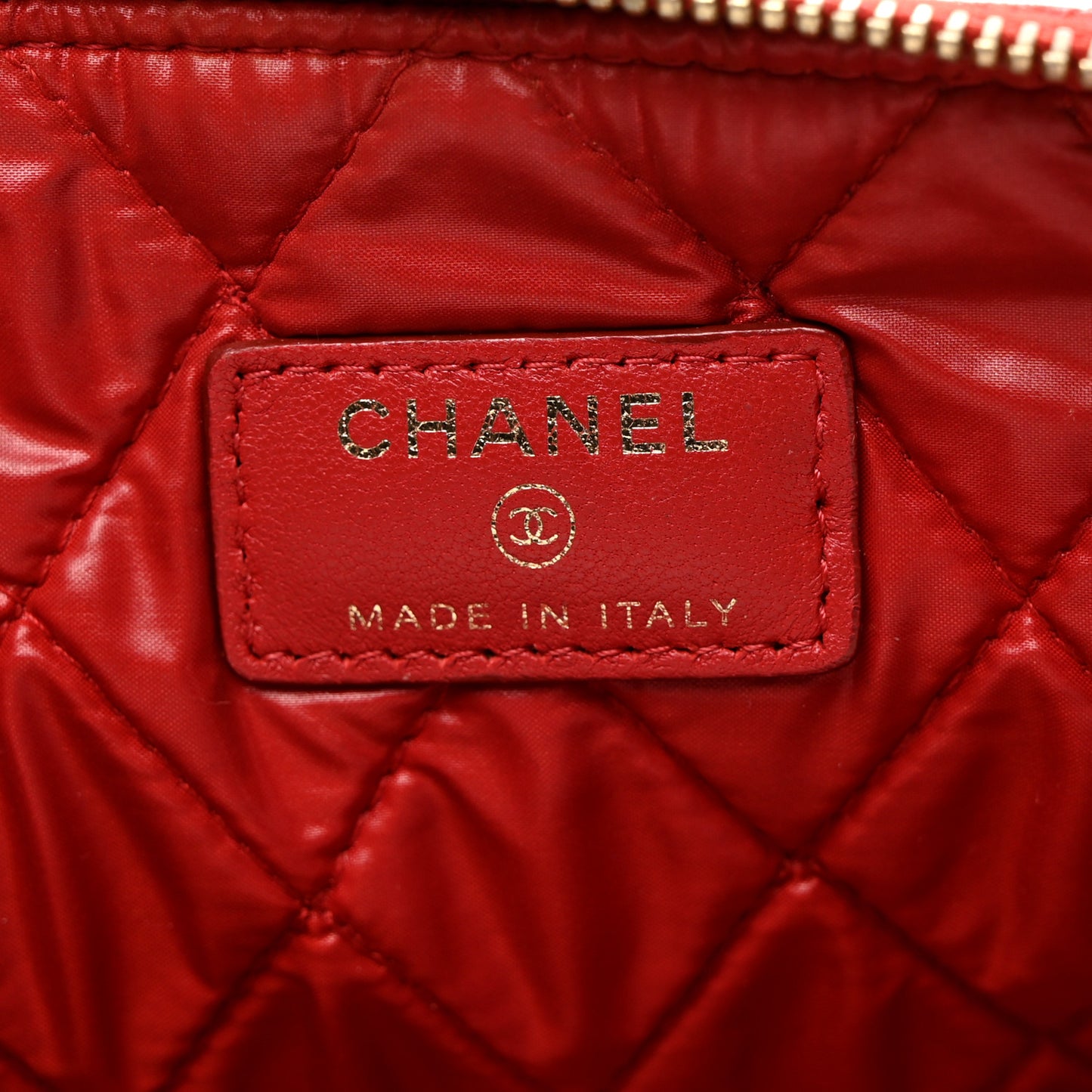 Lambskin Quilted Large Casino Beauty CC Cosmetic Case Red