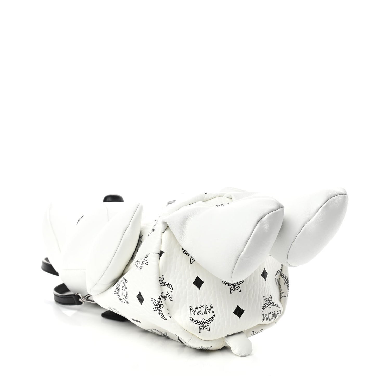 Calfskin Visetos Bear Zoo Doll Backpack White