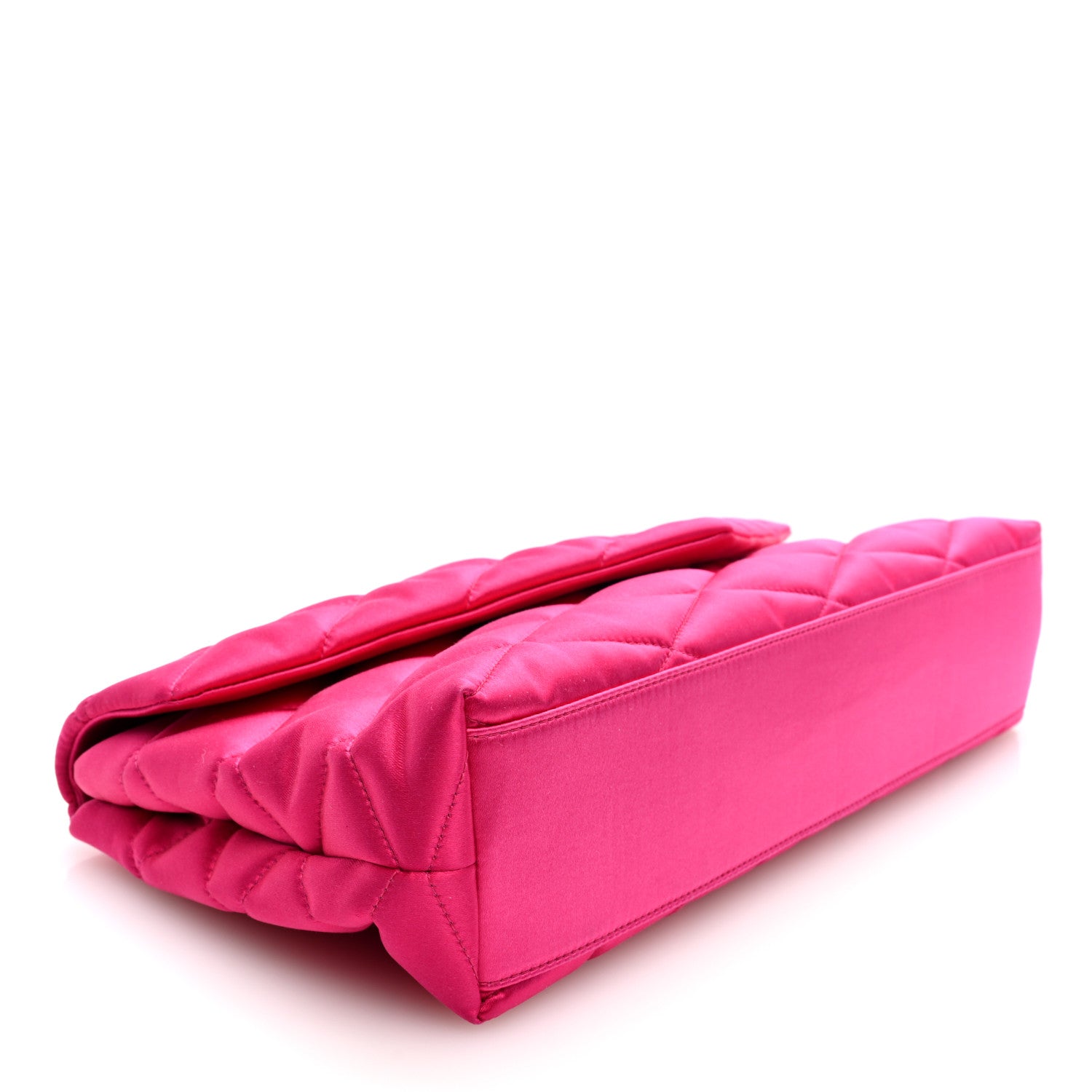 Saint Laurent Satin Quilted Sade Puffer Envelope Clutch Bubblegum 4 of 7