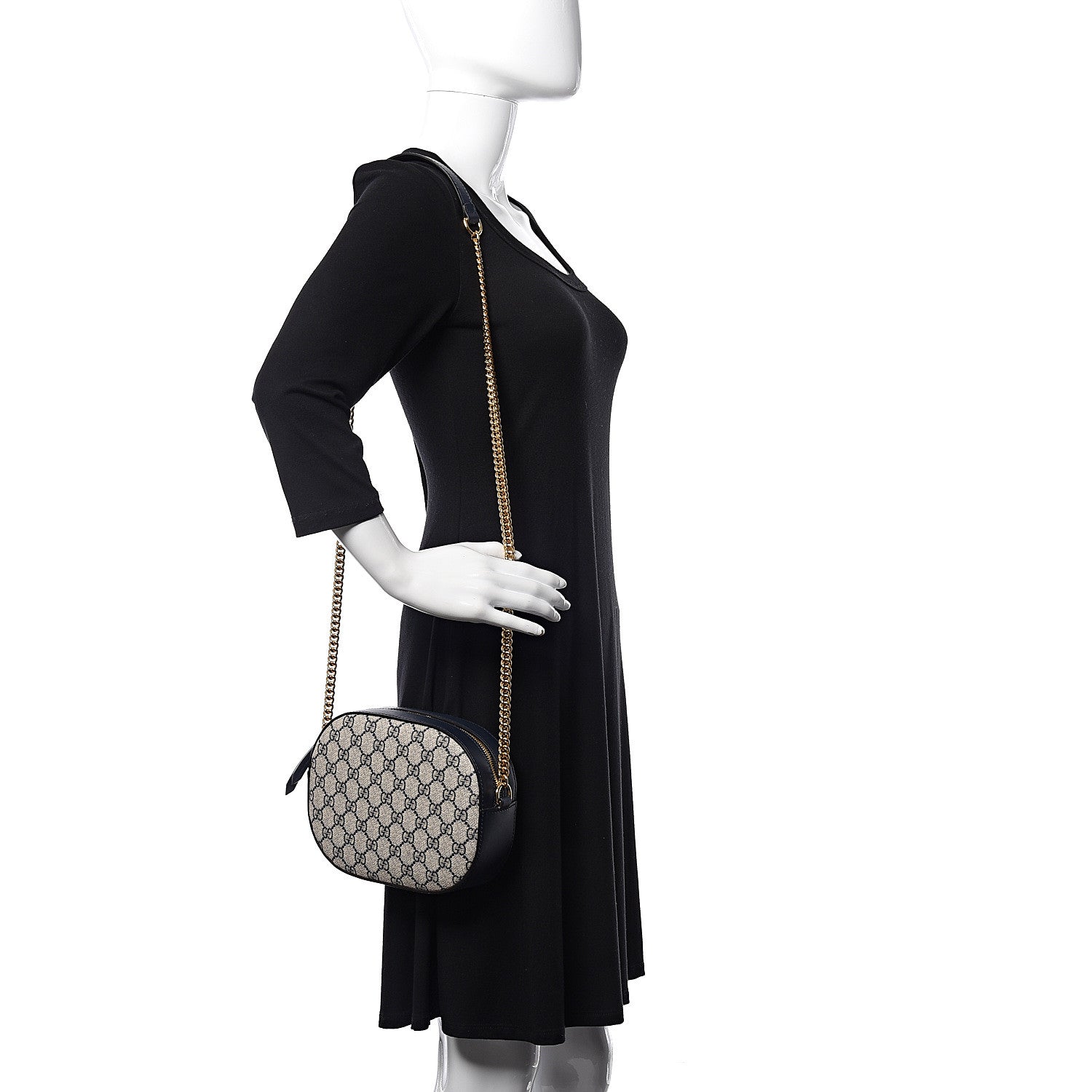 Gucci GG Supreme Monogram Mini Chain Shoulder Bag Beige Blue 2 of 12