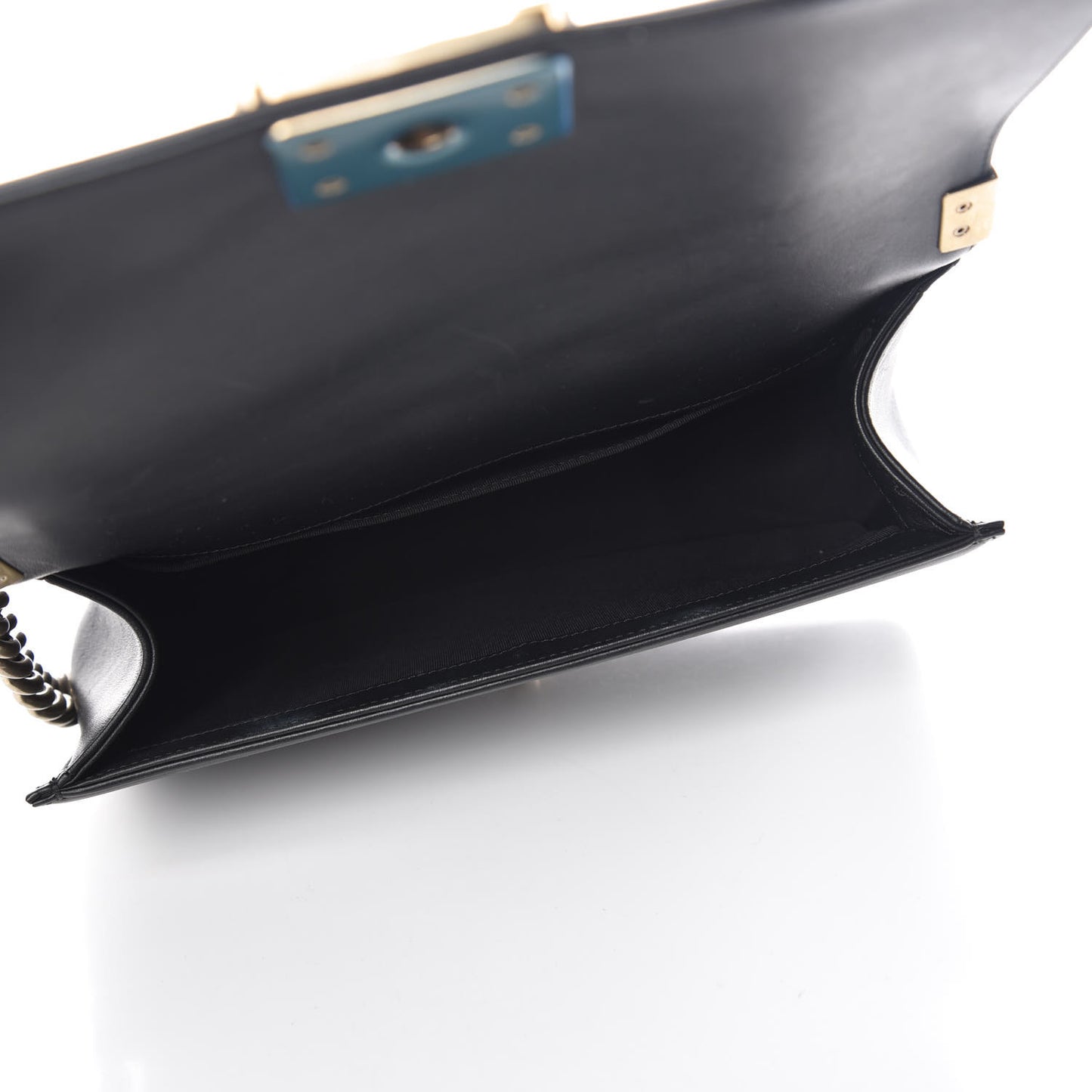 Metallic Calfskin Pleated Medium Boy In Rome Flap Black Gold
