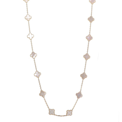 Van Cleef & Arpels 18K Yellow Gold Mother of Pearl 20 Motifs Vintage Alhambra Necklace 1 of 8