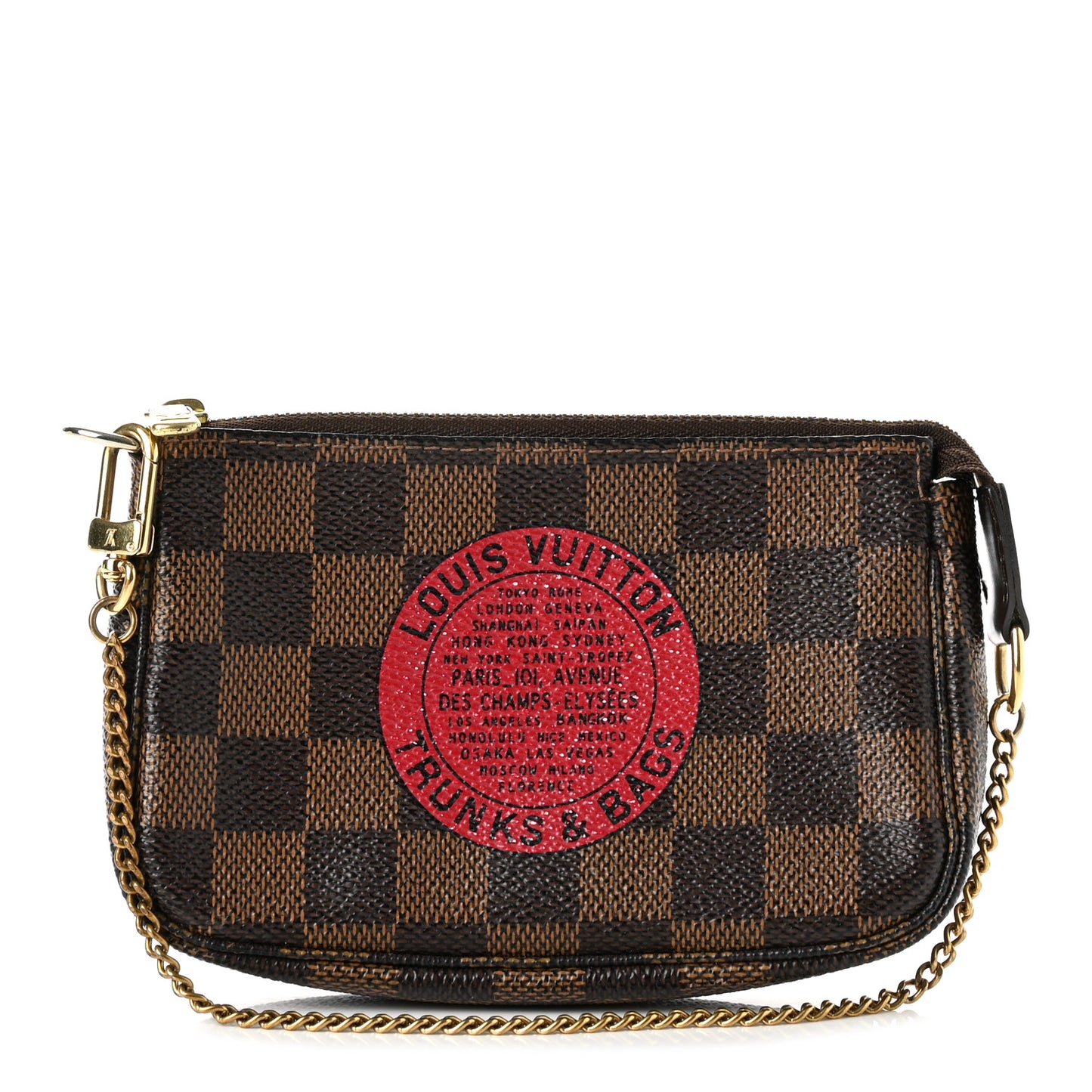 Damier Ebene Complice Trunks and Bags Mini Pochette Accessories Red