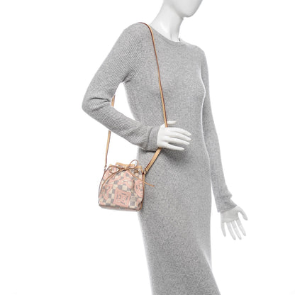 Louis Vuitton Damier Azur Tahitienne Nano Noe Rose Ballerine 2 of 7