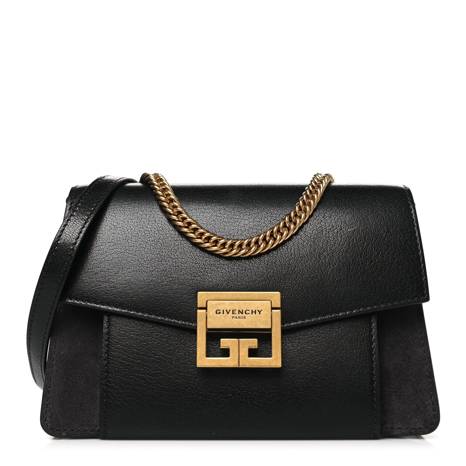 GIVENCHY (Authentic)正規品。 Givenchy Goatskin Suede Small GV3 Shoulder Bag Black Grey 1649461