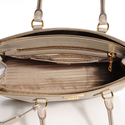 Prada Saffiano Lux Medium Double Zip Tote Pomice 8 of 9