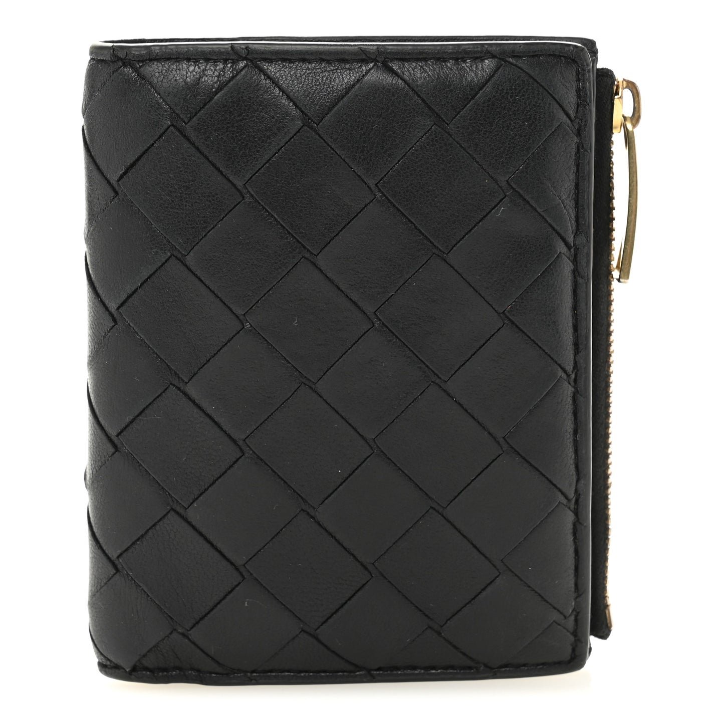 Nappa Intrecciato Bifold Zip Wallet Black