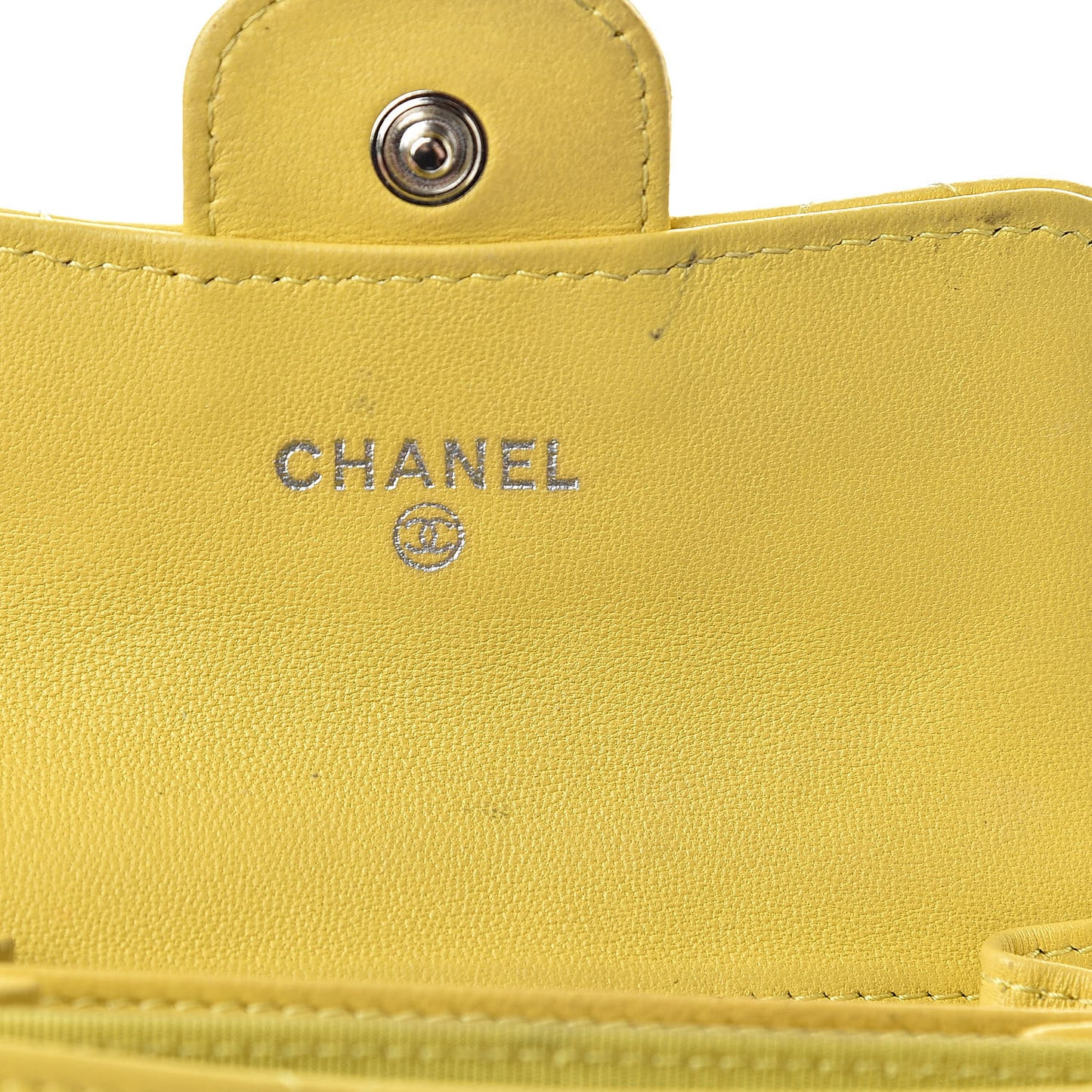 Lambskin Quilted Flap Card Holder Yellow