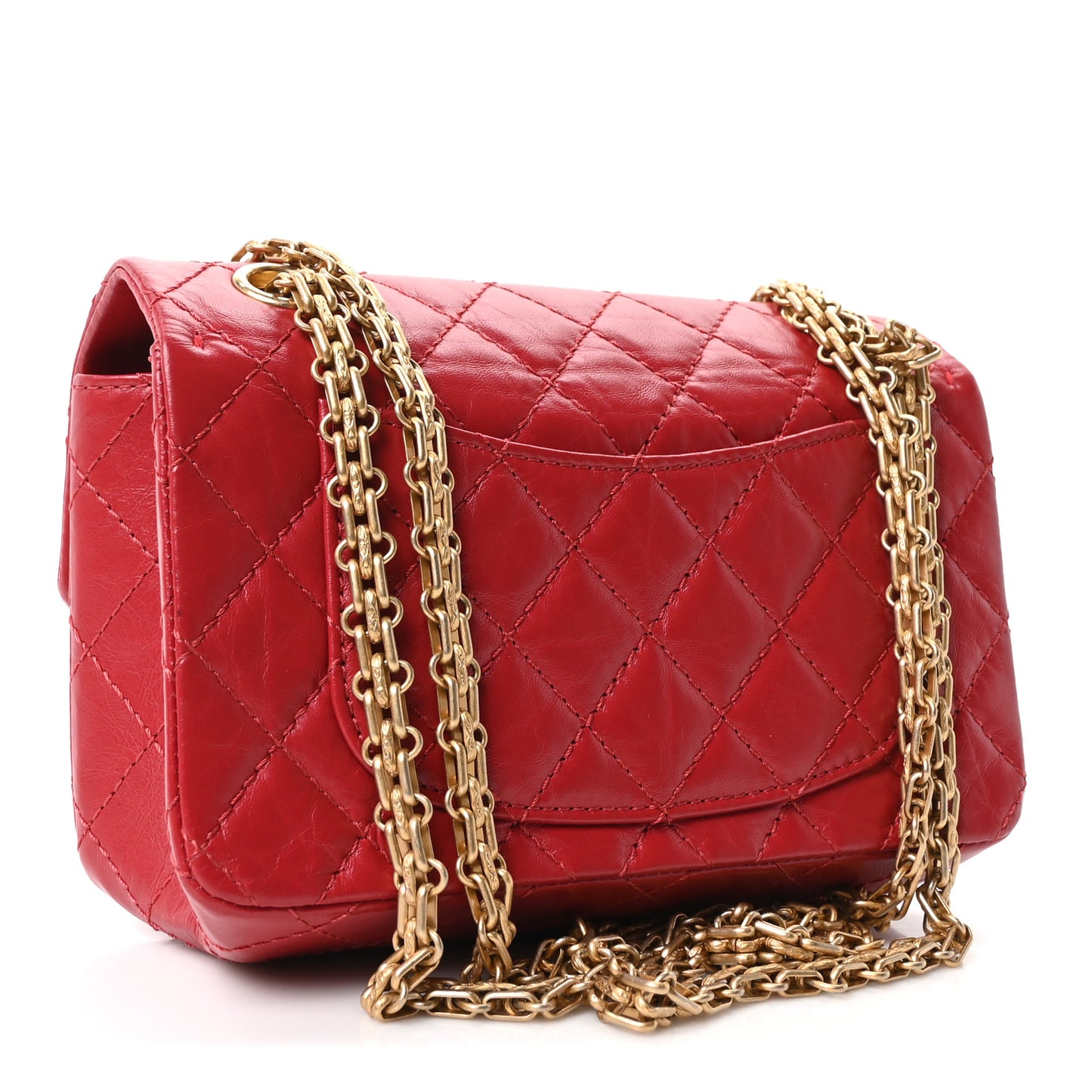 Aged Calfskin Quilted 2.55 Reissue Mini Flap Red