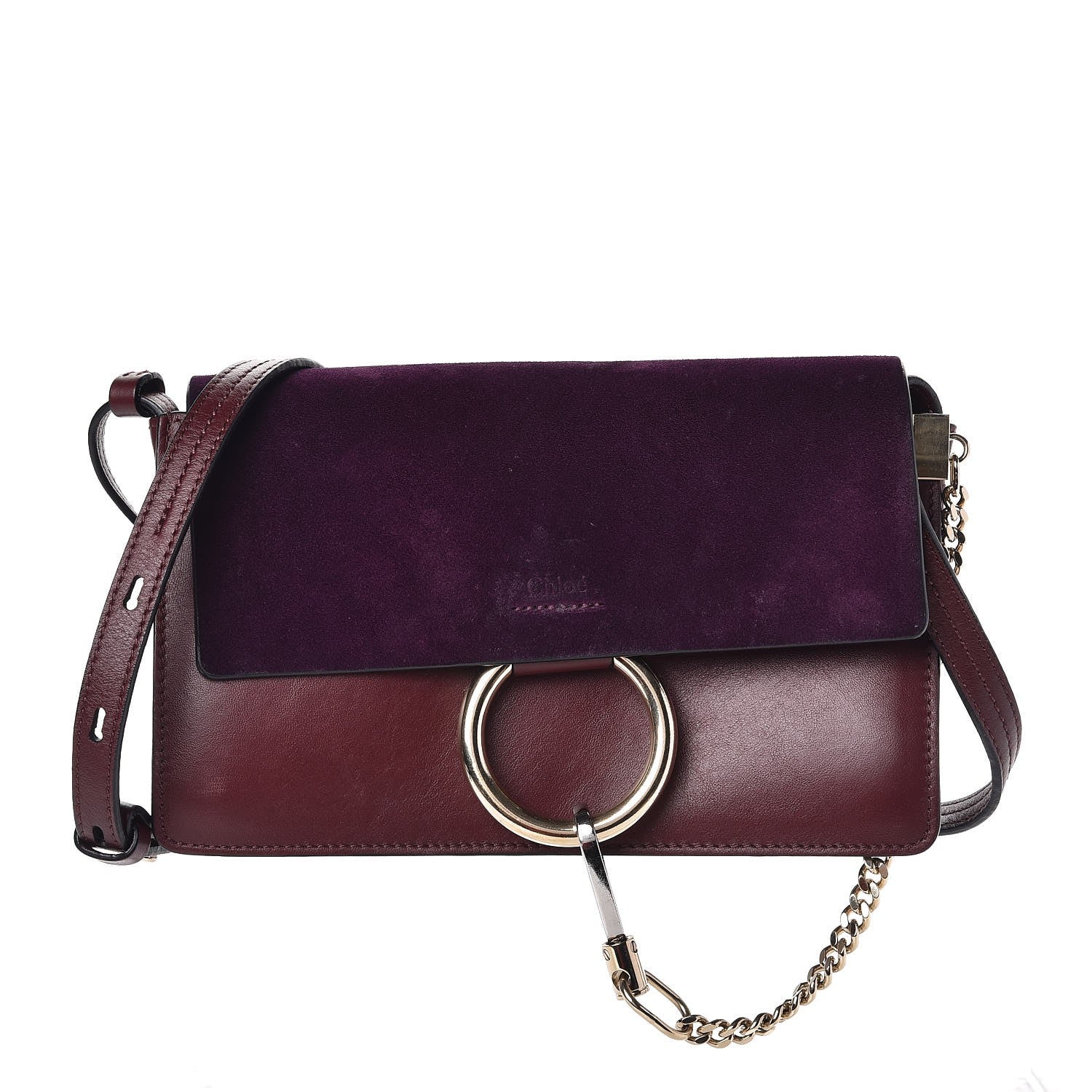 Chloe Suede Calfskin Small Faye Shoulder Bag Intense Violine 1 of 15