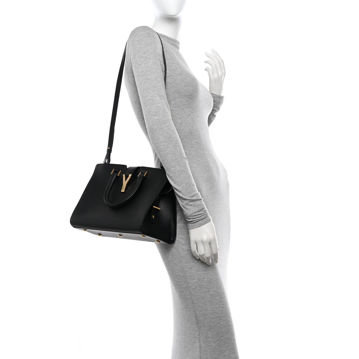 Textured Calfskin Small Classic Y Cabas Black