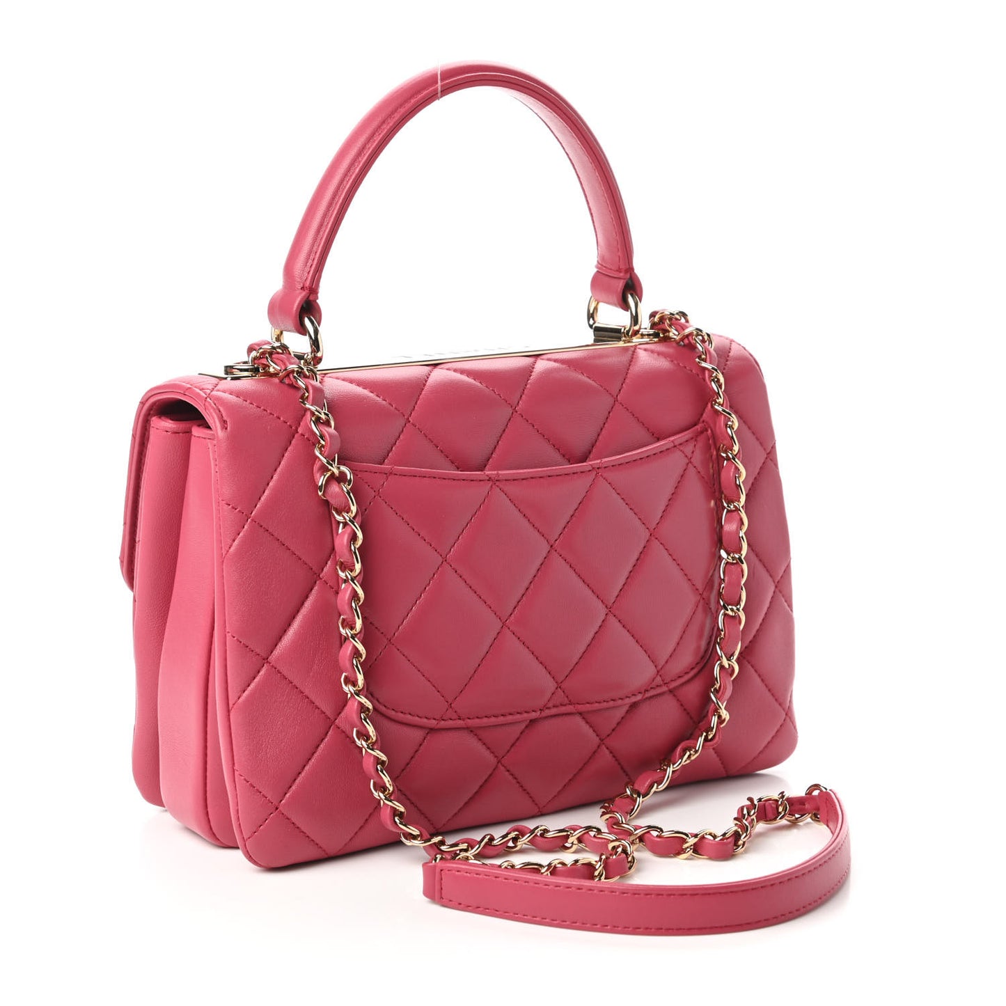 Lambskin Quilted Small Trendy CC Dual Handle Bag Dark Pink
