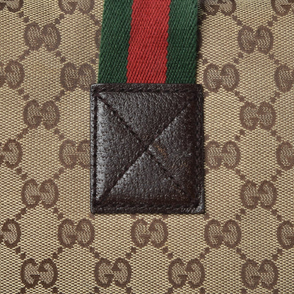 Gucci GG Monogram Web Large Collapsible Carry On Duffle Beige Brown 17 of 18